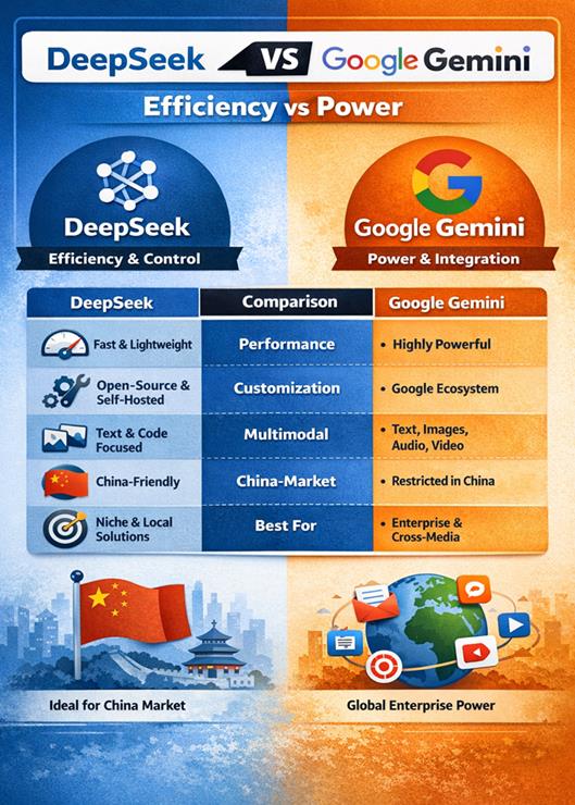 DeepSeek vs Google Gemini: The Duel of Efficiency and Power